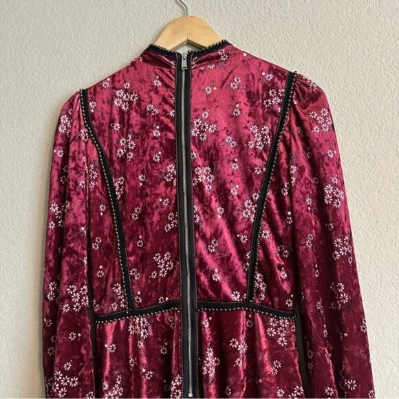 Highly Preppy Red Velvet Lace Dress Sz S Romantic Gothic Vampirecore Regencycore - Picture 6 of 14